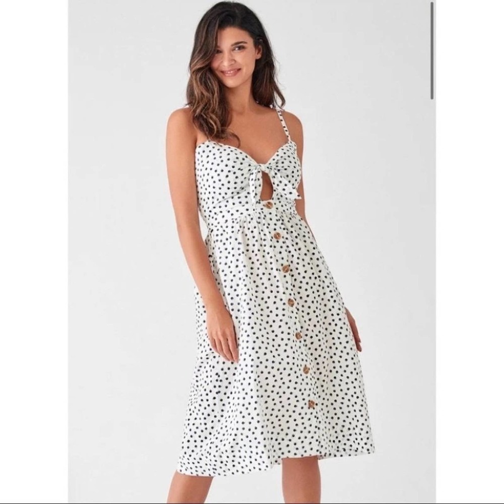 DL1961 White & Black Polka Dot Prince Street Sleeveless Dress Size Large NEW